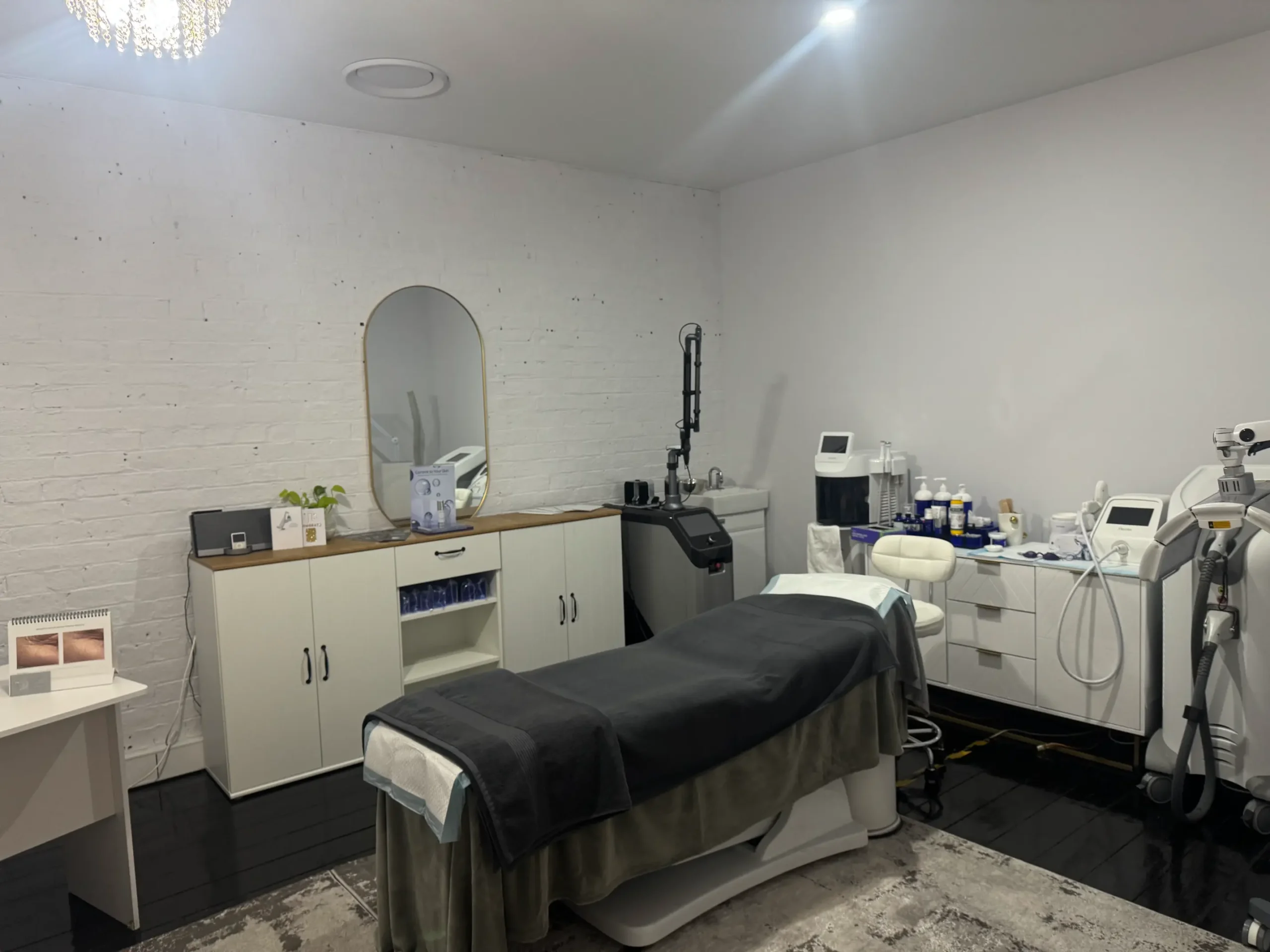 An interior view of La Maison Beauté, showcasing their advanced aesthetic technology and commitment to providing innovative solutions for safe, effective, and transformative results.